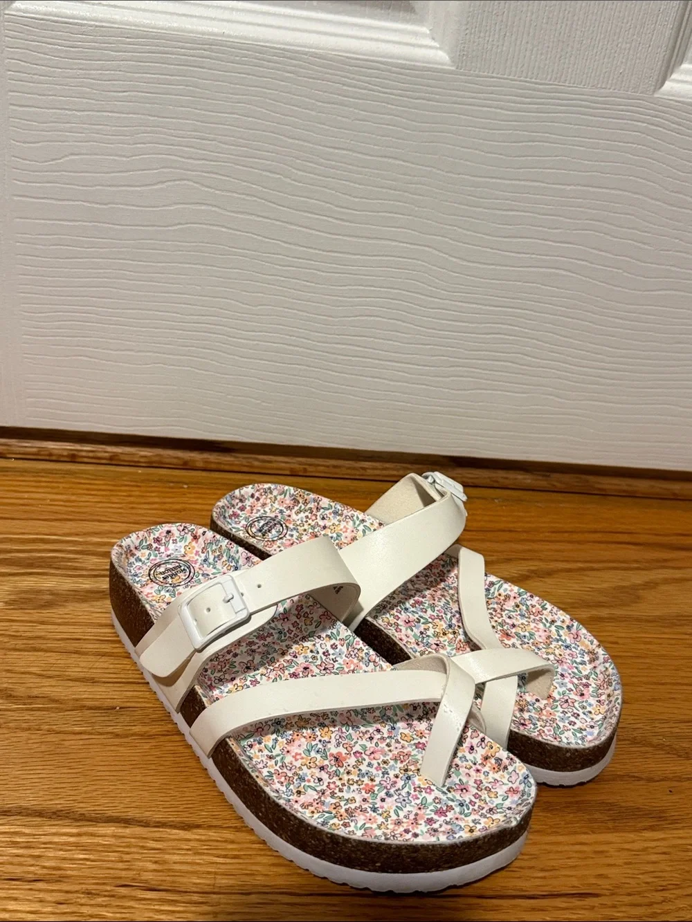 wonder nation White Floral Cork Platform Sandals for Kids